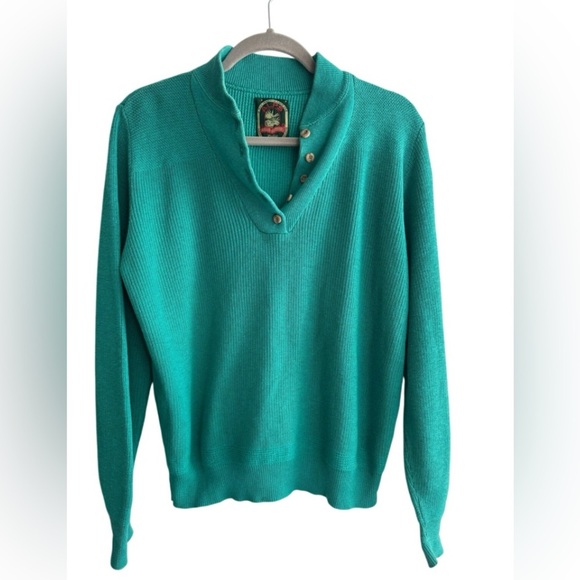 Alps Rugged Outdoors Women’s Vintage Teal Cowl Neck Button Up Sweater size Med - Picture 1 of 5
